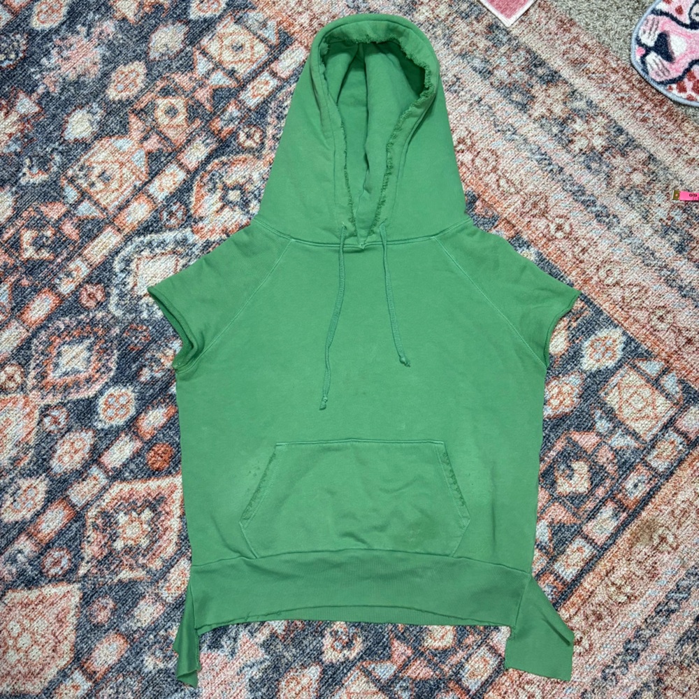 Frank and Eileen Tee Lab Green Short Sleeve Distressed Hoodie size small - Picture 11 of 15